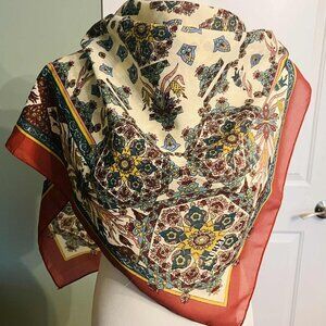 Vintage Mosaic-Inspired Square Scarf — Oriental Elegance (90 × 90 cm)